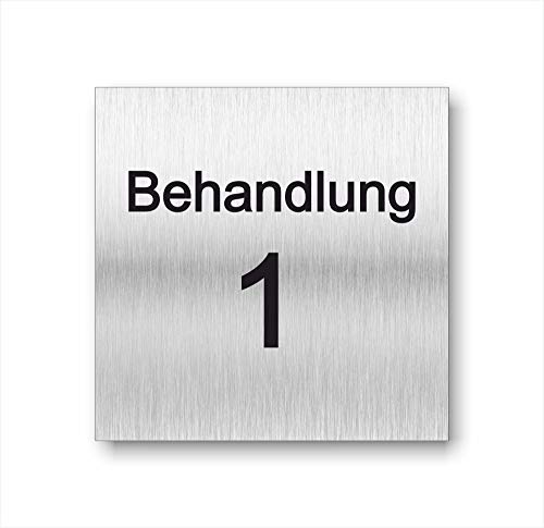 Türschild Schild Behandlung UV Druck 12 x 12cm - 3mm Aluverbund - Made in Germany - Art.Nr. 2106 (Behandlung 1) von Manschin-Laserdesign