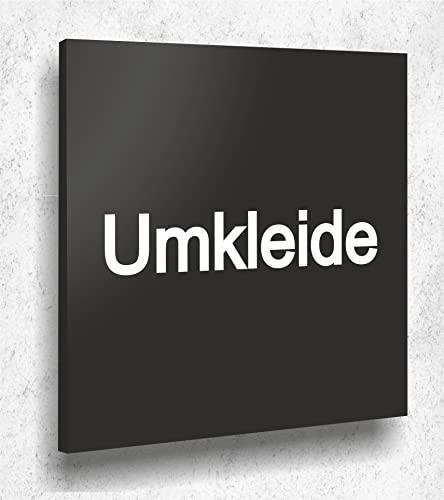 Türschild UMKLEIDE Schild Schwarz Matt UV Druck 12 x 12cm - 3mm Aluverbund- Made in Germany Art.Nr. A 2058 von Manschin Laserdesign