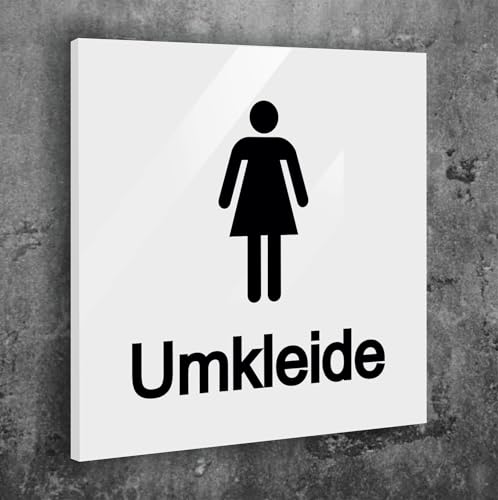 Türschild Umkleide Damen Weiß Matt Selbstklebend UV Druck 12 x 12cm - 3mm Aluverbund - Made in Germany Art.Nr. W 2152 von Manschin Laserdesign