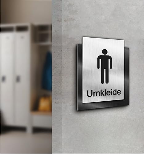 Türschild | Umkleide Herren | Silber und Anthrazit gebürstet | Edle Ausführung | Selbstklebend | UV Druck 20 x 15cm - 6mm Aluverbund - Made in Germany Art.Nr. E 2153 von Manschin Laserdesign