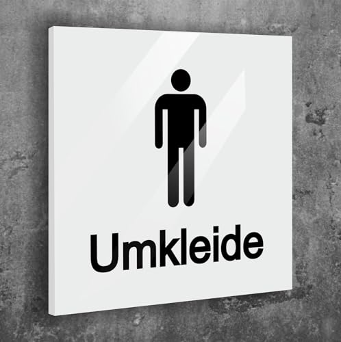 Türschild Umkleide Herren Weiß Matt Selbstklebend UV Druck 12 x 12cm - 3mm Aluverbund - Made in Germany Art.Nr. W 2153 von Manschin Laserdesign