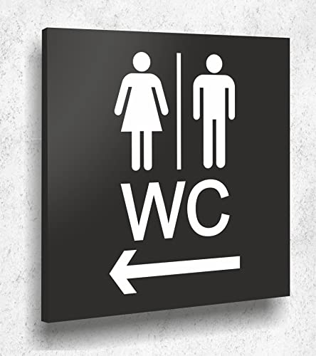 Türschild WC Damen Herren links Schild Schwarz Matt UV Druck 12 x 12cm - 3mm Aluverbund- Made in Germany Art.Nr. A2101 Türschild WC Damen Herren links Schild Schwarz Matt UV Druck 12 x 12cm - 3mm Aluverbund- Made in Germany Art.Nr. A2101 von Manschin Laserdesign