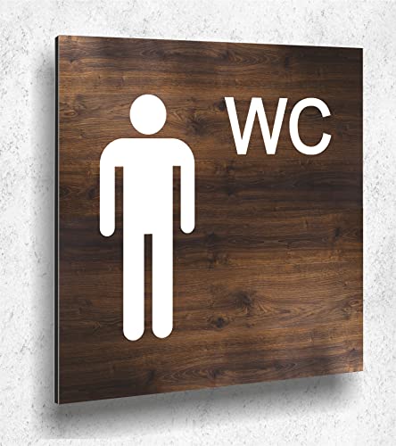 Türschild WC Schild Holzoptik Eiche Dunkel Damen Herren Holz UV Druck 12 x 12cm - 3mm Aluverbund - Made in Germany Art.Nr. E 2011 von Manschin-Laserdesign