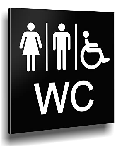 Türschild WC Schild Schwarz Matt UV Druck 12 x 12cm - 3mm ALUVERBUND - Made in Germany Art.Nr. A 2120 von Manschin-Laserdesign