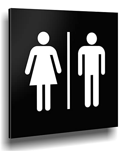 Türschild WC Schild Schwarz Matt UV Druck 12 x 12cm - 3mm ALUVERBUND - Made in Germany Art.Nr. A2015 von Manschin-Laserdesign