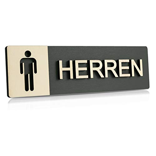 WC Schild Echtholz Anthrazit Holz Edel Piktogramme Toilette Toilettenschilder Türschild Damen Herren (Herren) von Manschin-Laserdesign