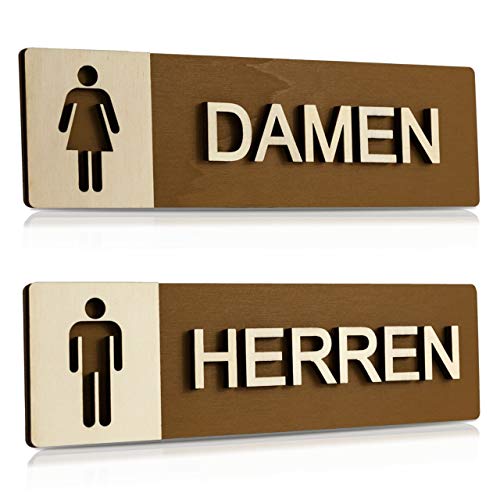 WC Schild Echtholz Edel Piktogramme Toilette Toilettenschilder Türschild Damen Herren (Komplettset (Damen&Herren)) von Manschin Laserdesign