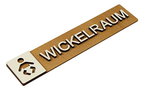 WC Schild Echtholz Holz Edel Piktogramme Toilette Toilettenschilder Türschild Damen Herren (Wickelraum) von Manschin Laserdesign