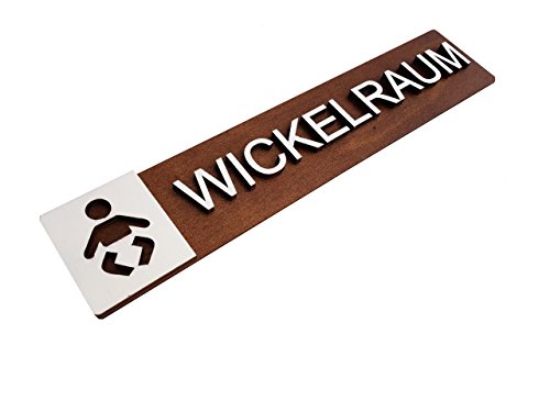 WC Schild Echtholz Holz Edel Piktogramme Toilette Toilettenschilder Türschild Damen Herren (Wickelraum) von Manschin Laserdesign