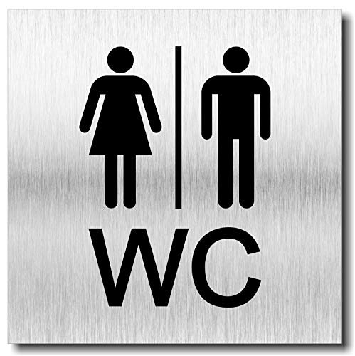 WC Schild Selbstklebend Damen Herren UV Druck 12 x 12cm - 3mm Aluverbund - Made in Germany Art.Nr. 2000 von Manschin Laserdesign