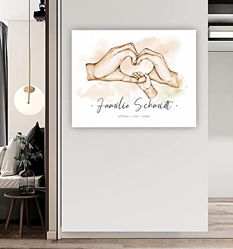 Wandbild aus Aluverbund Familie Hände personalisiert mit Namen in verschiedenen Größen | Geschenk für Mama zur Geburt Muttertag Familienbild Wand Dekoration Einzugsgeschenk (1 Kind) von Manschin-Laserdesign