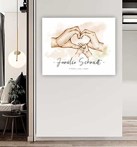 Wandbild aus Aluverbund Familie Hände personalisiert mit Namen in verschiedenen Größen | Geschenk für Mama zur Geburt Muttertag Familienbild Wand Dekoration Einzugsgeschenk (2 Kinder) von Manschin-Laserdesign