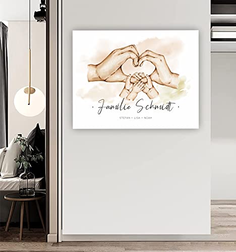 Wandbild aus Aluverbund Familie Hände personalisiert mit Namen in verschiedenen Größen | Geschenk für Mama zur Geburt Muttertag Familienbild Wand Dekoration Einzugsgeschenk (3 Kinder) von Manschin-Laserdesign