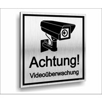 Achtung Videoüberwachung Schild Uv Druck 12 X 12cm - 3mm Aluverbund Made in Germany Art.nr. 2144 von ManschinLaserdesign