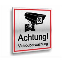 Achtung Videoüberwachung Schild Uv Druck 12 X 12cm - 3mm Aluverbund Made in Germany Art.nr. 2145 von ManschinLaserdesign