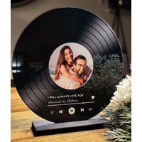 Song Cover Glas Bild Mit Foto Aus Acrylglas - Ø 20cm Spotify Musik Geschenk Schallplattenoptik Personalisiertes von ManschinLaserdesign