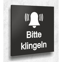 Türschild Bitte Klingeln Schild Schwarz Matt Uv Druck 12 X 12cm - 3mm Aluverbund- Made in Germany Art.nr. A 2052 von ManschinLaserdesign