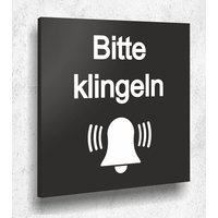 Türschild Bitte Klingeln Schild Schwarz Matt Uv Druck 12 X 12cm - 3mm Aluverbund Made in Germany Art.nr. A2078 von ManschinLaserdesign