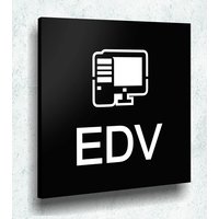 Türschild Edv Büro Schild Schwarz Matt Uv Druck 12 X 12cm - 3mm Aluverbund Made in Germany Art.nr. A2075 von ManschinLaserdesign