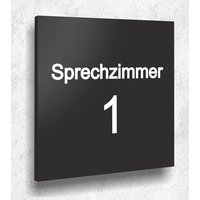 Türschild Sprechzimmer 1 Schild Schwarz Matt Uv Druck 12 X 12cm - 3mm Aluverbund- Made in Germany Art.nr. A 2070 von ManschinLaserdesign