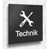 Türschild Technik Schild Schwarz Matt Uv Druck 12 X 12cm - 3mm Aluverbund Made in Germany Art.nr. A 2010 von ManschinLaserdesign