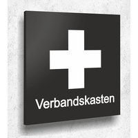 Türschild Verbandskasten Schild Schwarz Matt Uv Druck 12 X 12cm - 3mm Aluverbund Made in Germany Art.nr. A 2063 von ManschinLaserdesign