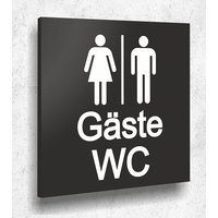 Türschild Wc Gäste Damen Herren Schild Schwarz Matt Uv Druck 12 X 12cm - 3mm Acrylglas Made in Germany Art.nr. A2103 von ManschinLaserdesign