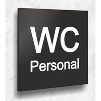 Türschild Wc Schild Personal Schwarz Matt Uv Druck 12 X 12cm - 3mm Aluverbund Made in Germany Art.nr. A2102 von ManschinLaserdesign