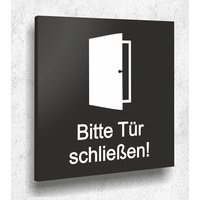 Türschild "'bitte Tür Schließen'' Schild Schwarz Matt Uv Druck 12 X 12cm - 3mm Aluverbund Made in Germany Art.nr. A2082 von ManschinLaserdesign