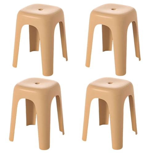 Mansfil Hocker für das Klassenzimmer, 18 Zoll stapelbarer Kunststoff-Studentenhocker, ineinander stapelbare Stühle ohne Rückenlehne für Studentenhocker Zuhause, Büro(Caramel,4pcs) von Mansfil