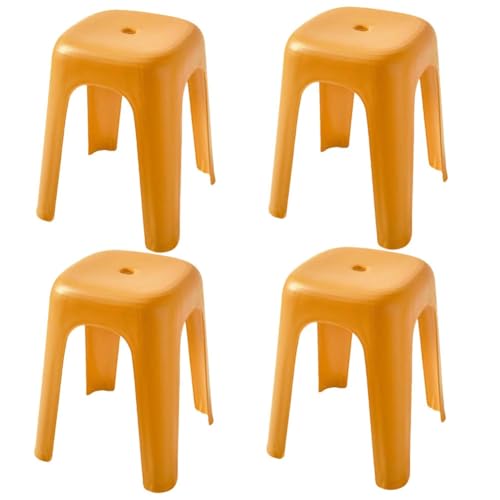 Mansfil Hocker für das Klassenzimmer, 18 Zoll stapelbarer Kunststoff-Studentenhocker, ineinander stapelbare Stühle ohne Rückenlehne für Studentenhocker Zuhause, Büro(Orange,4pcs) von Mansfil
