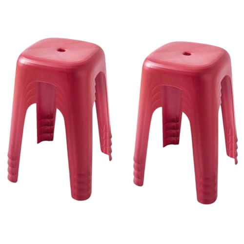 Mansfil Hocker für das Klassenzimmer, 18 Zoll stapelbarer Kunststoff-Studentenhocker, ineinander stapelbare Stühle ohne Rückenlehne für Studentenhocker Zuhause, Büro(Red,8pcs) von Mansfil