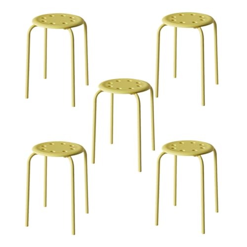 Mansfil Hocker für das Klassenzimmer, 5er-Set, stapelbare 8-Loch-Hocker für Kinder und Erwachsene, Flexible Sitzgelegenheiten für das Klassenzimmer der Grundschule, Bunte runde Stühle(Gelb) von Mansfil