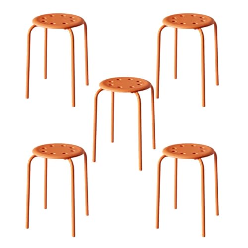 Mansfil Hocker für das Klassenzimmer, 5er-Set, stapelbare 8-Loch-Hocker für Kinder und Erwachsene, Flexible Sitzgelegenheiten für das Klassenzimmer der Grundschule, Bunte runde Stühle(Orange) von Mansfil