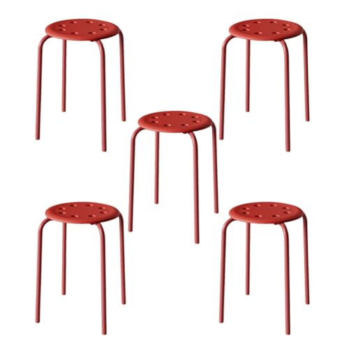 Mansfil Hocker für das Klassenzimmer, 5er-Set, stapelbare 8-Loch-Hocker für Kinder und Erwachsene, Flexible Sitzgelegenheiten für das Klassenzimmer der Grundschule, Bunte runde Stühle(Red) von Mansfil