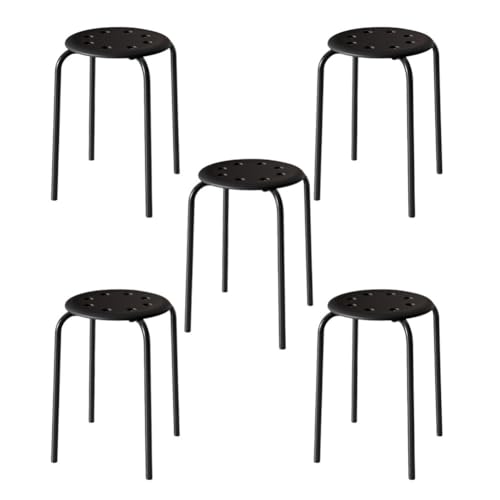 Mansfil Hocker für das Klassenzimmer, 5er-Set, stapelbare 8-Loch-Hocker für Kinder und Erwachsene, Flexible Sitzgelegenheiten für das Klassenzimmer der Grundschule, Bunte runde Stühle(Schwarz) von Mansfil