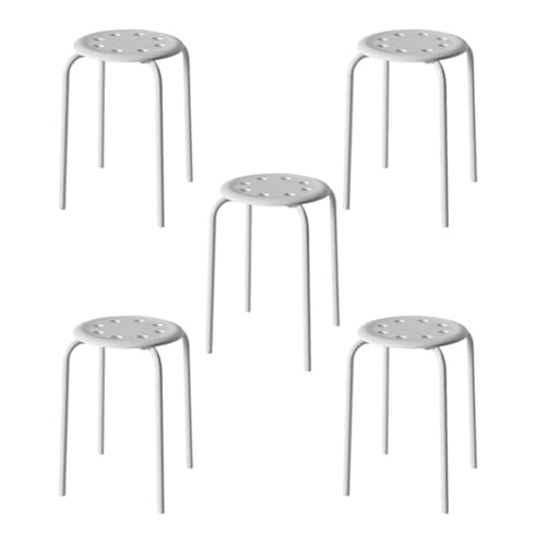 Mansfil Hocker für das Klassenzimmer, 5er-Set, stapelbare 8-Loch-Hocker für Kinder und Erwachsene, Flexible Sitzgelegenheiten für das Klassenzimmer der Grundschule, Bunte runde Stühle(Weiß) von Mansfil