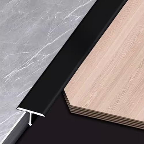 Mansfil T-Profil Übergangsprofil Übergangsschiene Aluminium Übergangsleiste Abschlussprofil Übergangsschiene, Abdeckstreifen Für Fliesen, Teppich und Holzböden(Schwarz,2cm x 100cm*3) von Mansfil
