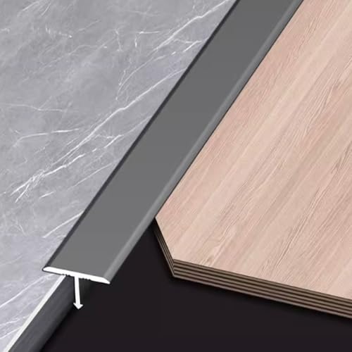 T-Profil Übergangsprofil Übergangsschiene Aluminium Übergangsleiste Abschlussprofil Übergangsschiene, Abdeckstreifen Für Fliesen, Teppich und Holzböden(Grau,2cm x 300cm) von Mansfil