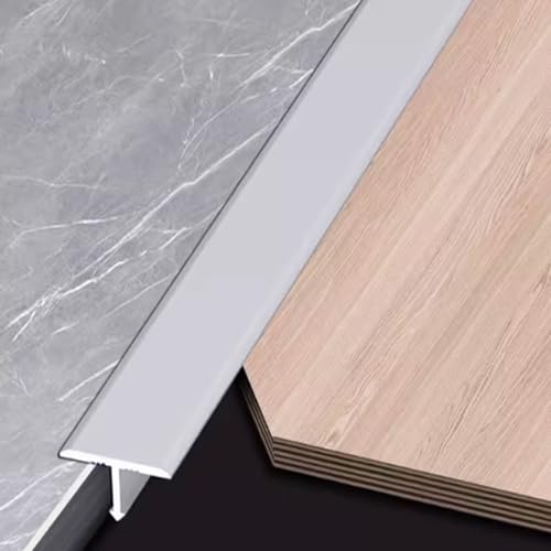 T-Profil Übergangsprofil Übergangsschiene Aluminium Übergangsleiste Abschlussprofil Übergangsschiene, Abdeckstreifen Für Fliesen, Teppich und Holzböden(Silber,2cm x 300cm) von Mansfil