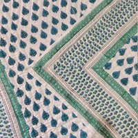 Hand Block Print Queen Quilt Wendbare Blaue Blumen Baumwollbettwäsche von MansooriSankhla