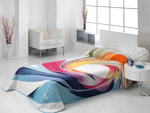MANTAS MORA - Bedruckte Decke mit hohem Volumen, 100% Polyester, 450 g/m², weich, für Herbst/Winter, Harmony-Design 153 von MANTAS MORA
