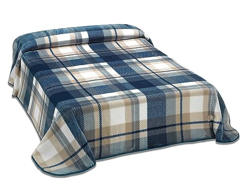 MANTAS MORA - Bedruckte Decke mit hohem Volumen, 100% Polyester, 450 g/m², weich, für Herbst/Winter, Harmony-Design K60, 220 x 240 cm - Bett 135/150 cm, Blau von MANTAS MORA