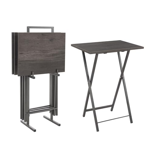 Faltbare TV-Tabletts 4er Set mit Ständer, TV-Esstisch, Snack-Tablett, Tisch-Set, tragbarer faltbarer Schreibtisch, Sofa Beistelltisch, TV-Tablett Tisch für Couch, Wohnzimmer, kleiner Raum (Klapptisch von Mantianstar