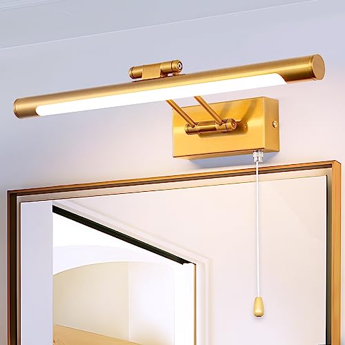 MantoLite 40 cm Picture Light 8 W, LED Bathroom Washbasin Wall Light Mirror Lights Lighting with Swivel Lamp Head, 3000 K 900 lm Brass Bedside Table Reading Lamps Interior Lighting von MantoLite