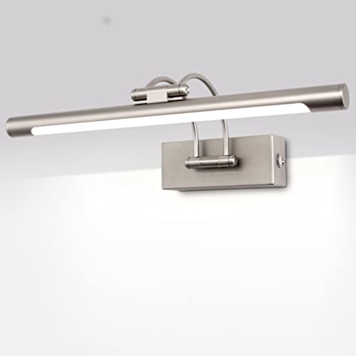 MantoLite Dimmbar Bild Wandleuchte 10w, Nickel 40cm Led Badspiegel Für Badezimm Spiegel Mit Drehbarem Lampenkopf Hotel Restaurant Schwenkarm, Spiegel Bett Leseleuchten Display Lamp 3000K/4000K/6000K von MantoLite