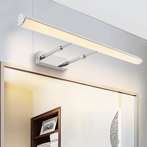 MantoLite Led Wandleuchte, Bilder Innenbeleuchtung Mit Schwenkbarem Lampenkopf Einstellbare Länge,Waschtisch Badezimmer 60cm 12w Spiegel Leuchten, IP44 3000k Chrom Leseleuchte Bilder Leuchte Fixture von MantoLite