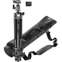 Mantona Dreibeinstativ 3/8 Zoll Arbeitshöhe=35 - 144cm Schwarz Kugelkopf von Mantona