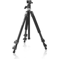Mantona Pro Makro II Stativ Dreibeinstativ 1/4 Zoll, 3/8 Zoll Arbeitshöhe=17 - 151cm Schwarz Kugelk von Mantona