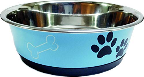 Mantovani Pet Diffusion Schüssel Stahl mit blauem Ring 21 cm – 250 g von Mantovani Pet Diffusion